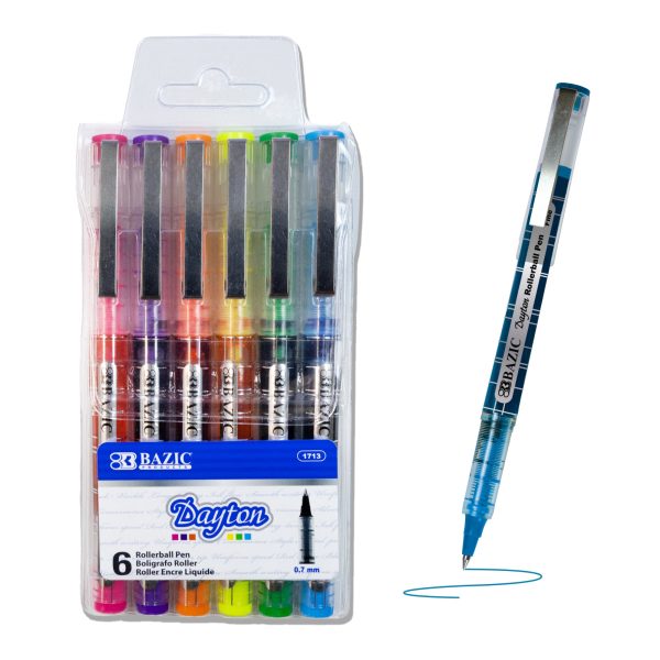 Bazic 6 Colour Dayton Rollerball Pen with Metal Clip