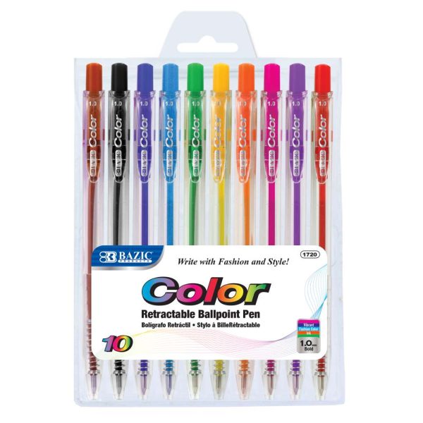 Bazic 10 Colour Retractable Pen