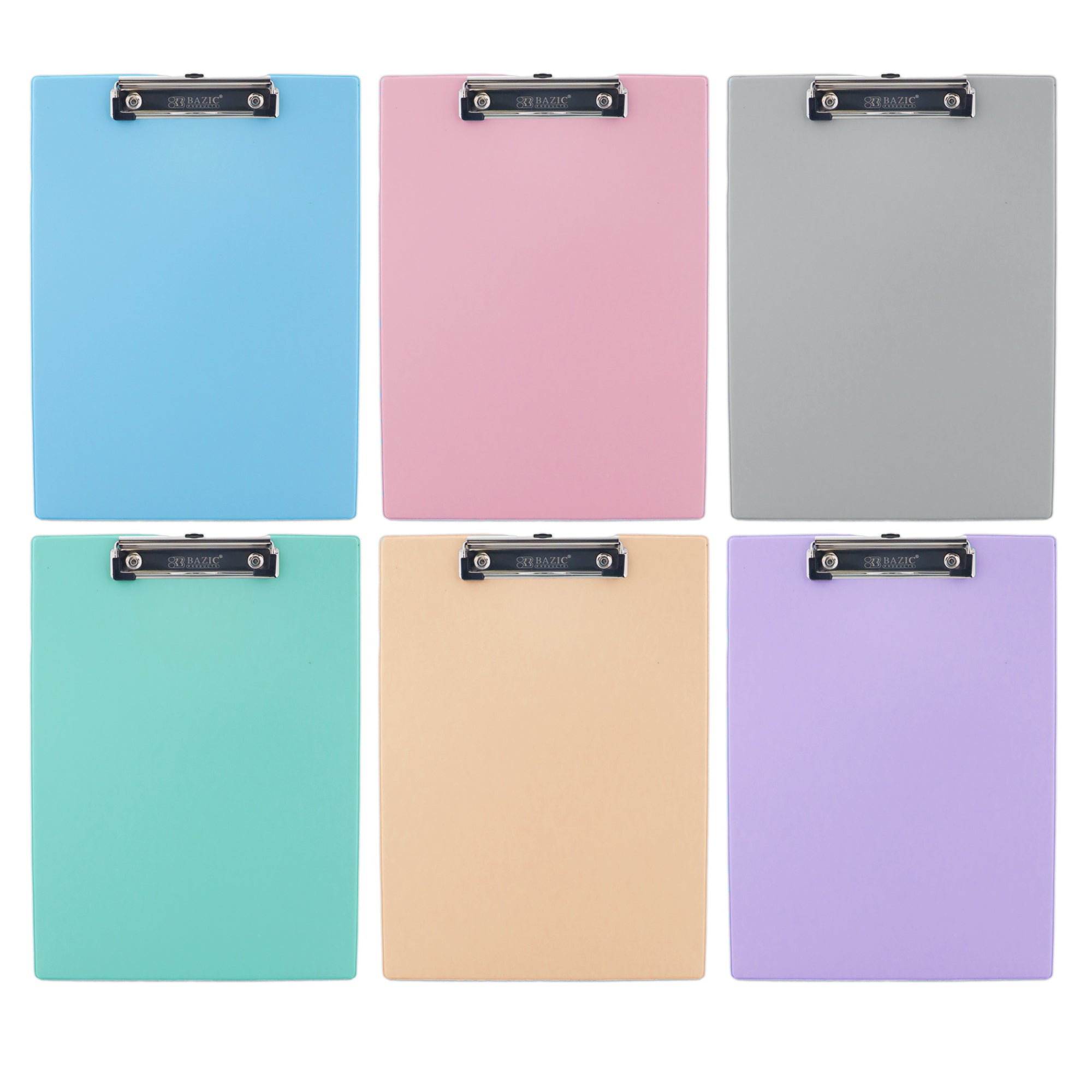 Bazic Pastel Colour PVC Standard Clipboard with Low Profile Clip