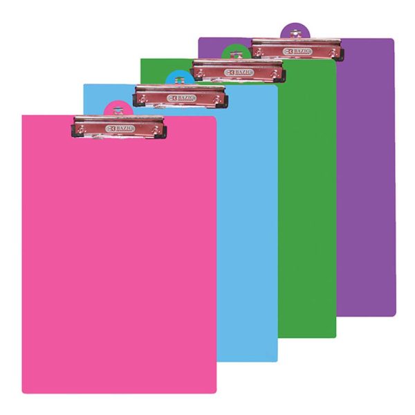 Bazic Bright Colour PVC Standard Clipboard with Low Profile Clip