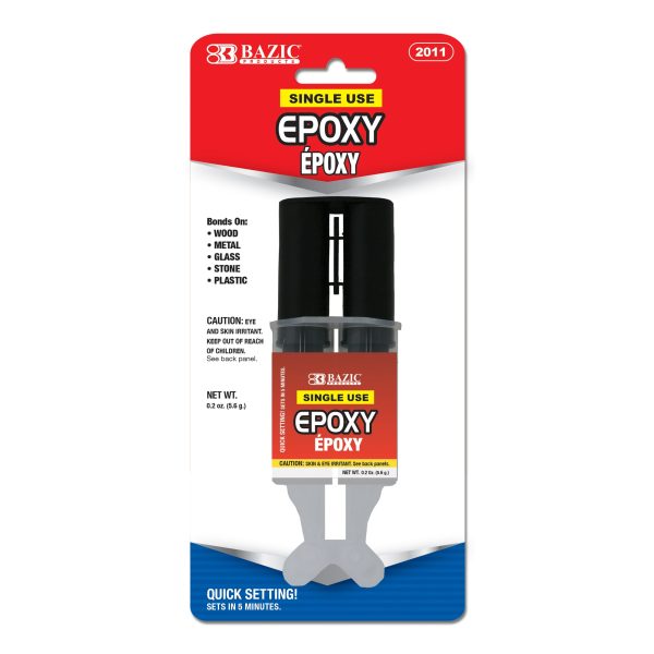 Bazic 0.2 oz (5.6g) Quick Setting Epoxy Glue with Syringe Applicator