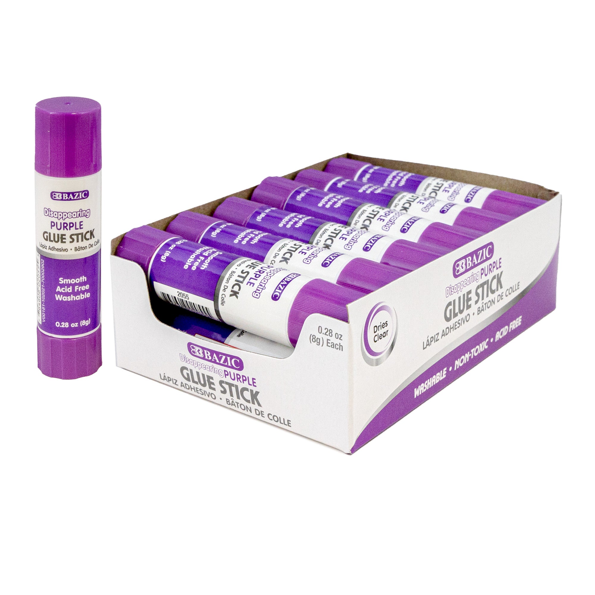 Bazic 0.28 oz (8g) Washable Disappearing Purple Glue Stick
