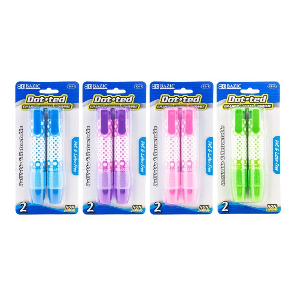 Bazic Dotted Retractable Stick Erasers
