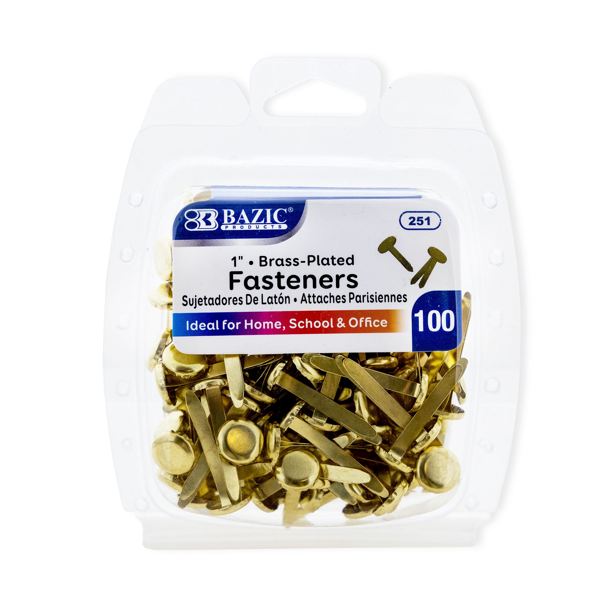 Bazic 1" Brass-Plated Fasteners