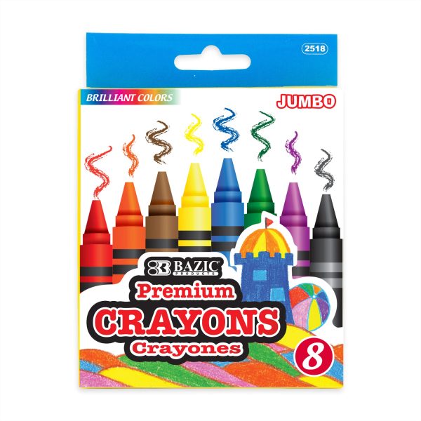 Bazic 8 Colour Premium Jumbo Crayons