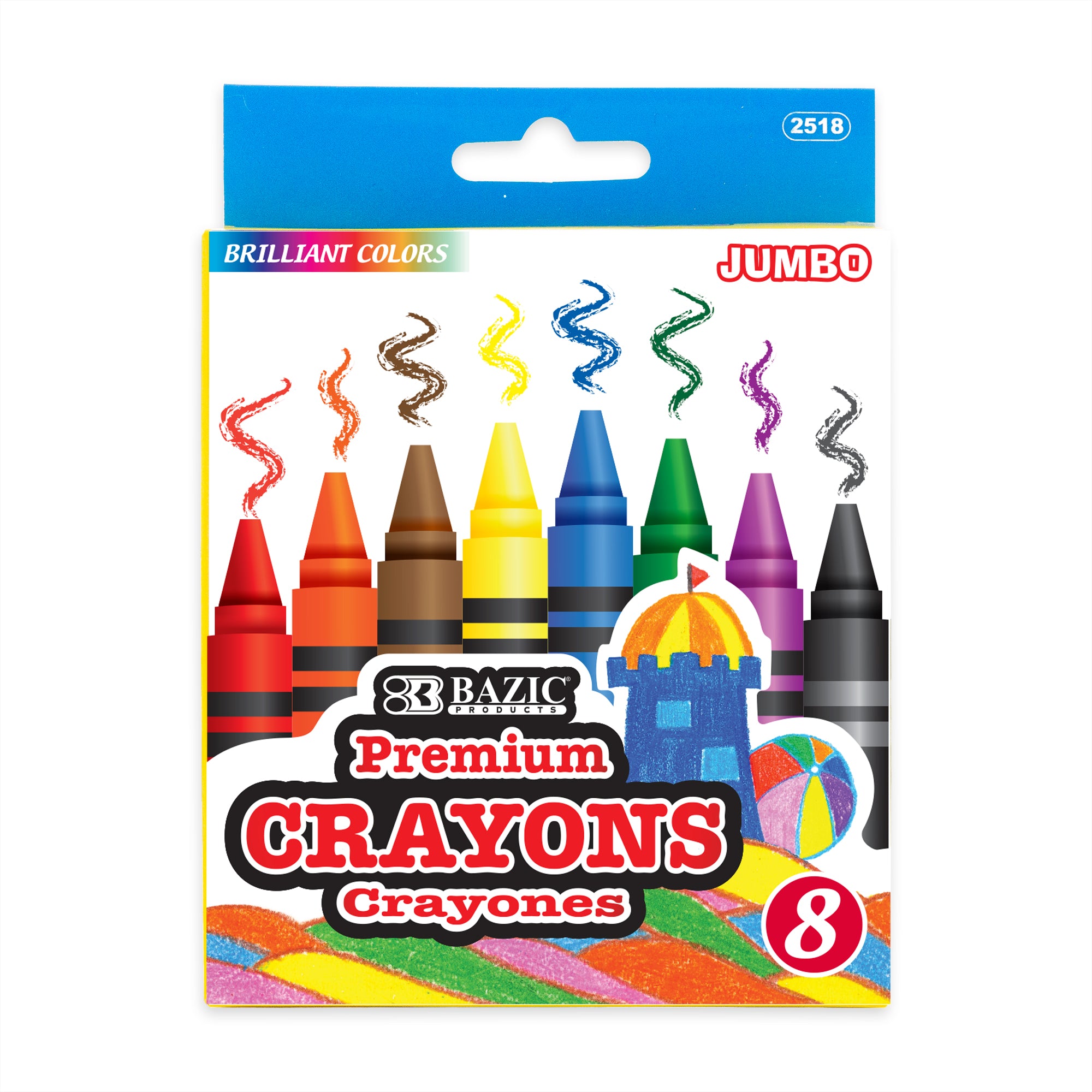 Bazic 8 Colour Premium Jumbo Crayons