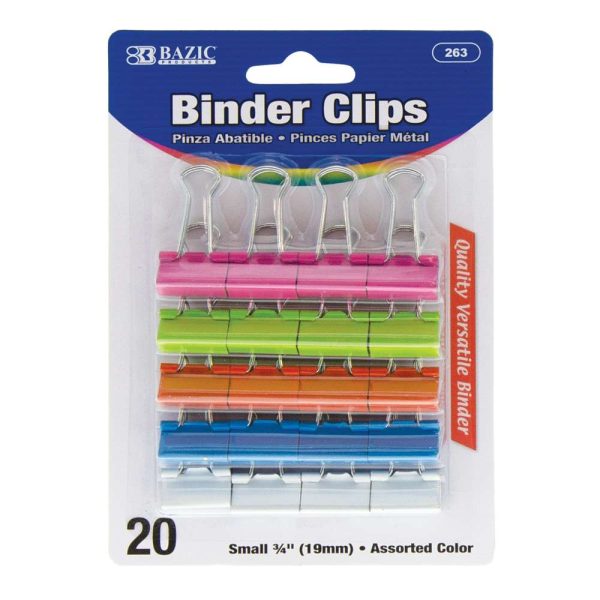 Bazic Small 3/4" (19 mm) Assorted Colour Binder Clips