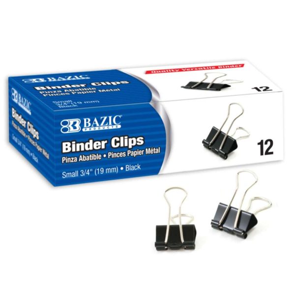Bazic Small 3/4" (19 mm) Black Binder Clips