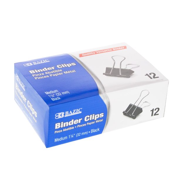 Bazic Medium 1 1/4" (32 mm) Black Binder Clips