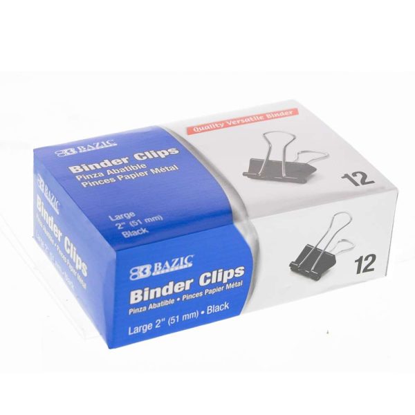 Bazic Large 2" (51 mm) Black Binder Clips
