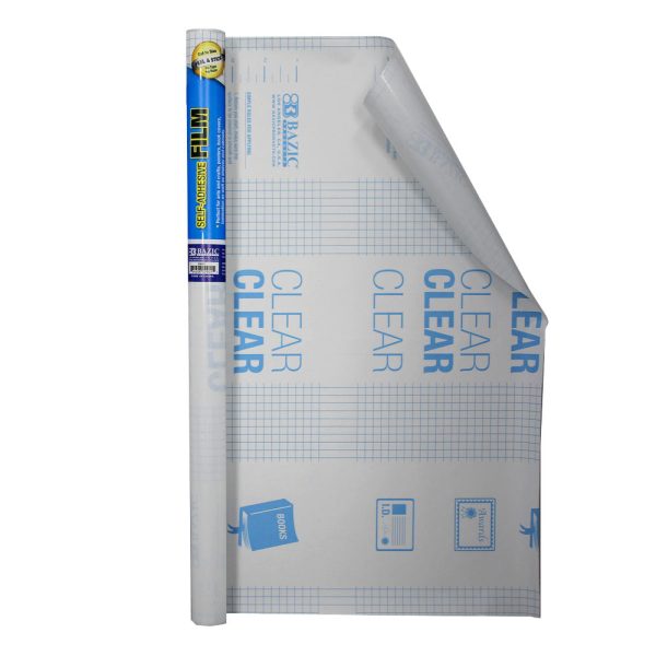 Bazic 18" x 1.5 Yard Clear Self-Adhesive Book Cover