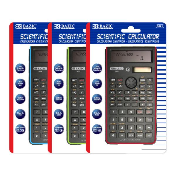Bazic 240 Function Fancy Colour Scientific Calculator with Slide-On Case