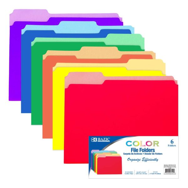 Bazic 1/3 Cut Letter Size Colour File Folder