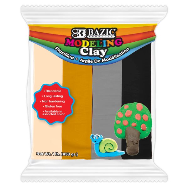 Bazic 1 lb Natural / Earth Colour Modeling Clay (4 Colours)