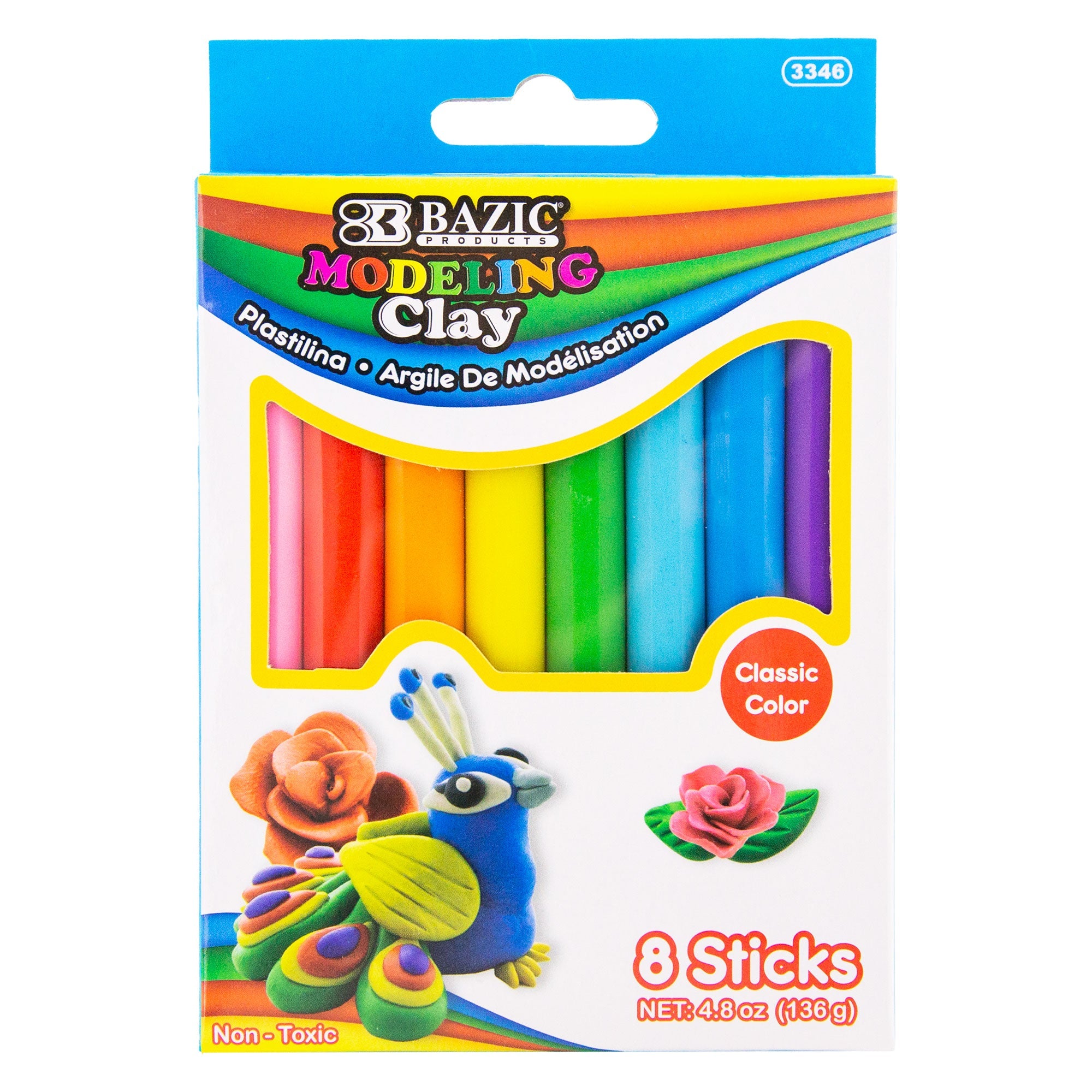 Bazic 4.8 oz (136g) 8 Primary Colour Modeling Clay Sticks