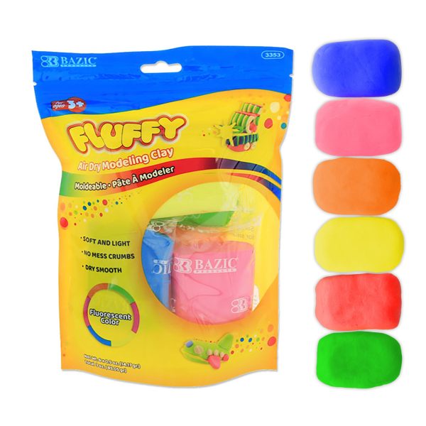Bazic 0.5 oz 6 Fluorescent Colour Air Dry Modeling Clay