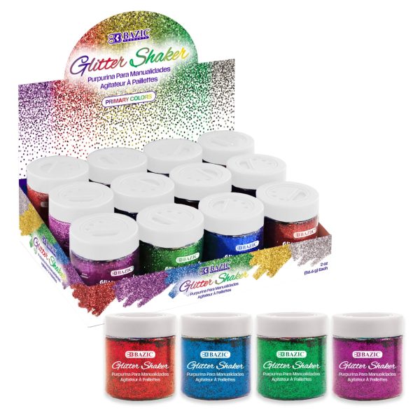 Bazic 2 oz (56.6g) Primary Colour Glitter Shaker