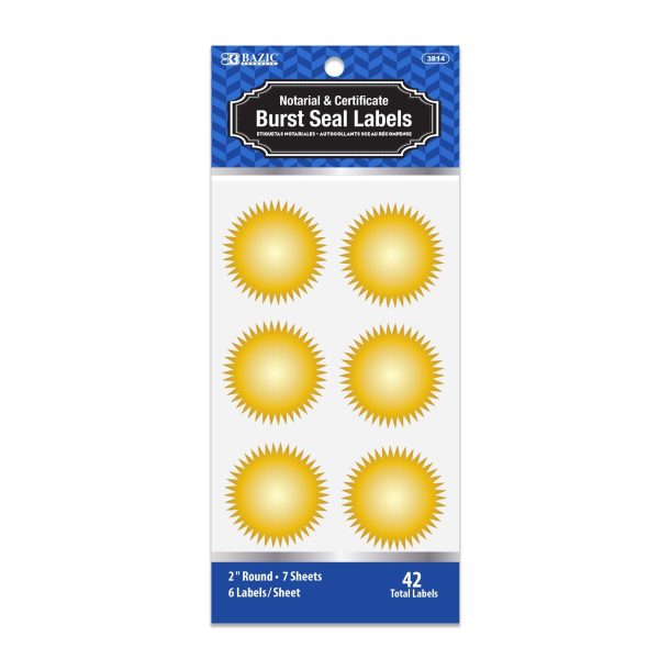 Bazic 2" Gold Foil Notary/Certificate Seal Label