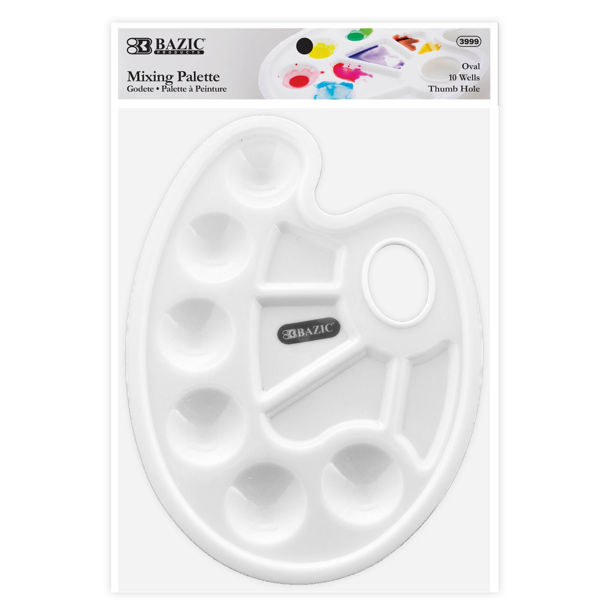 Bazic Oval 10-Mixing Palette with Thumb Hole