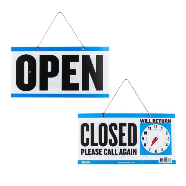 Bazic 6" x 11.5" Closed Clock Sign with Open Sign On Back