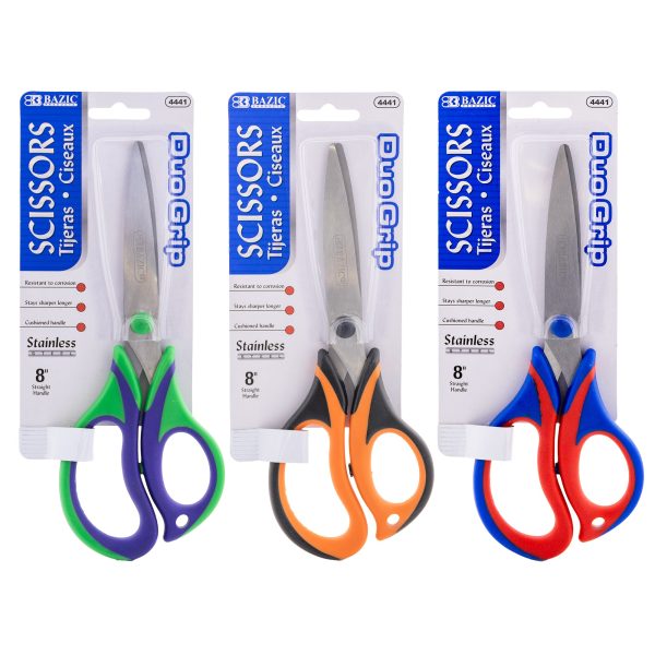 Bazic 8" Duo Grip Stainless Steel Scissors