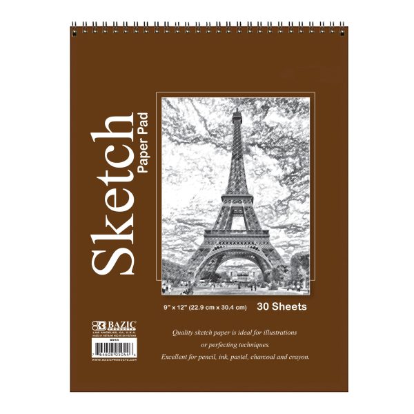 Bazic 30 ct 9" x 12" Top Bound Spiral Sketch Pad