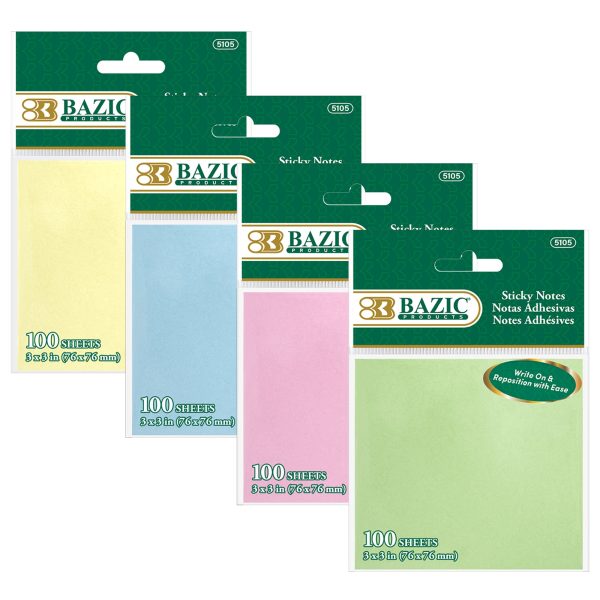 Bazic 100 ct 3" x 3" Sticky Notes