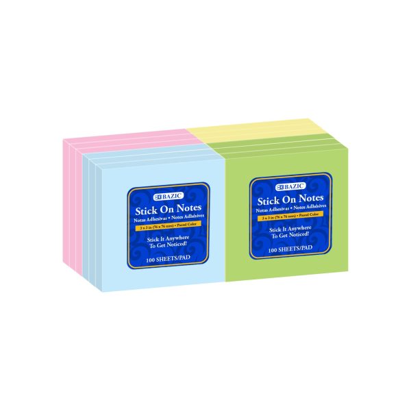 Bazic 100 ct 3" x 3" Sticky Notes (12/Shrink)