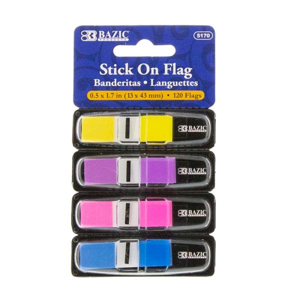 Bazic 30 ct 0.5" x 1.7" Neon Colour Coding Flags with Dispenser