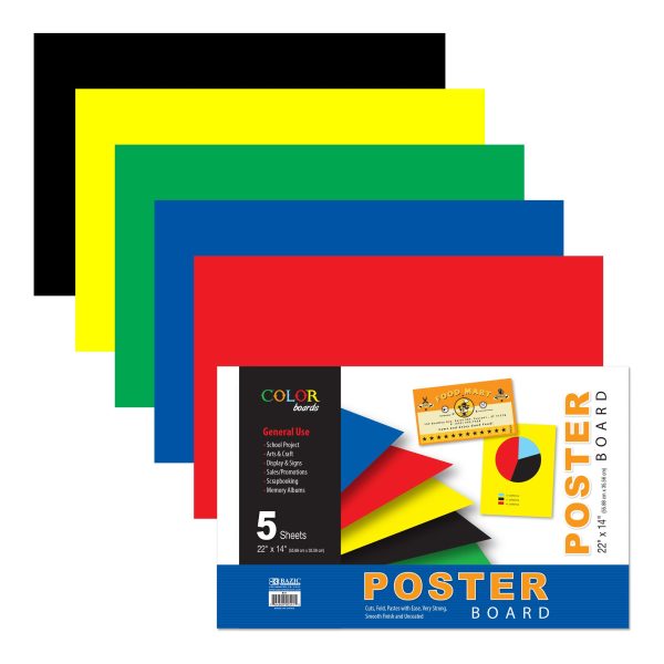 Bazic 22" x 14" Assorted Colour Poster Board