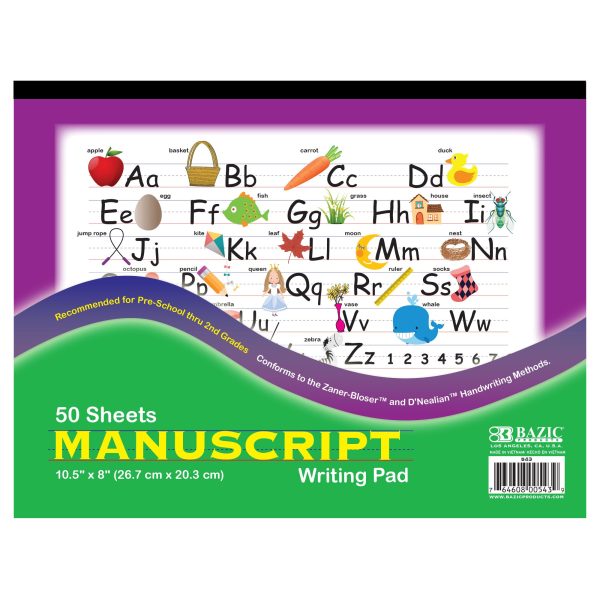 Bazic 50 ct 10.5" x 8" Manuscript Writing Pad