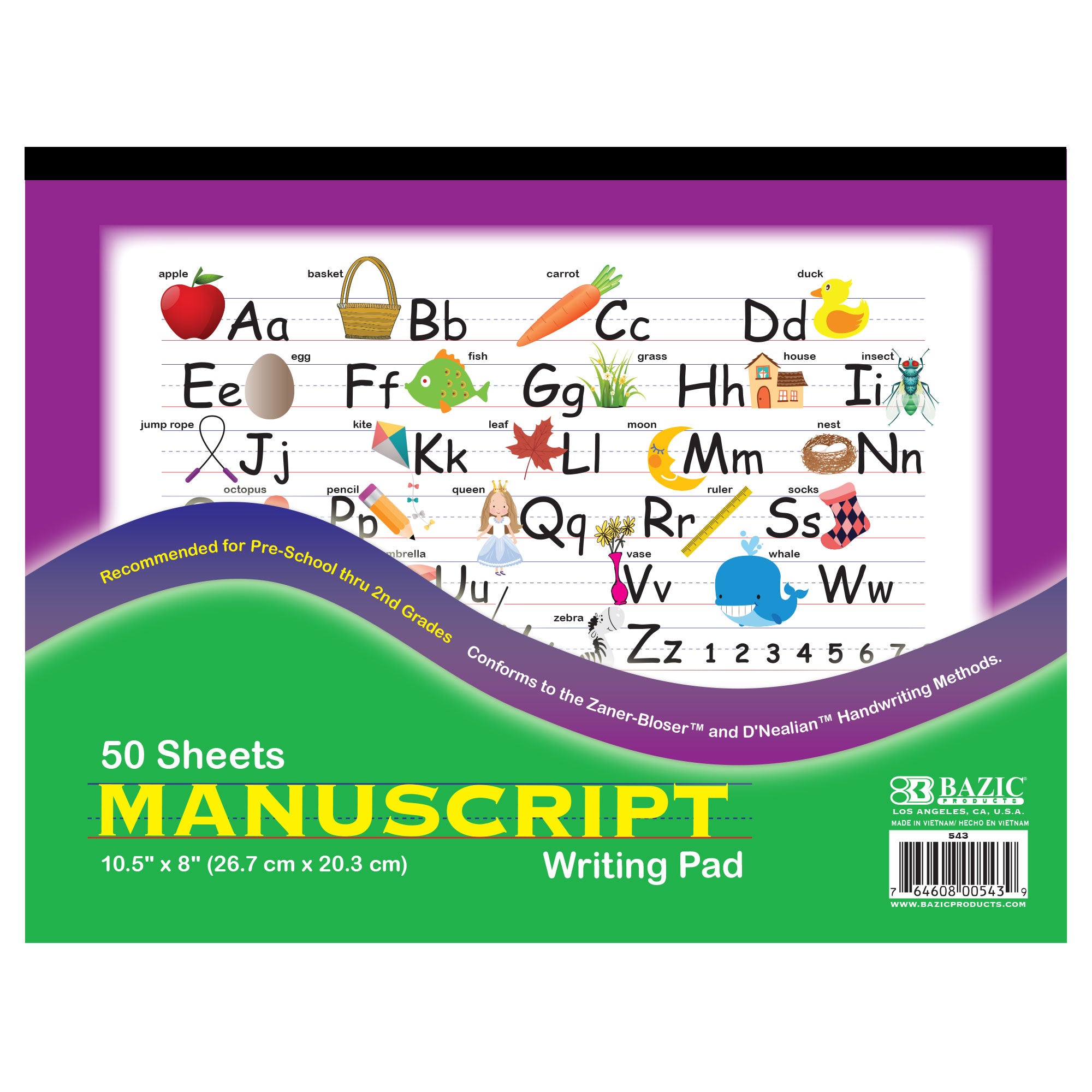Bazic 50 ct 10.5" x 8" Manuscript Writing Pad
