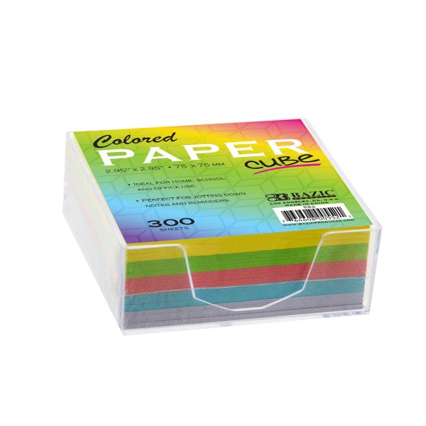 Bazic 75mm x 75mm 300 ct Colour Paper Cube with Tray
