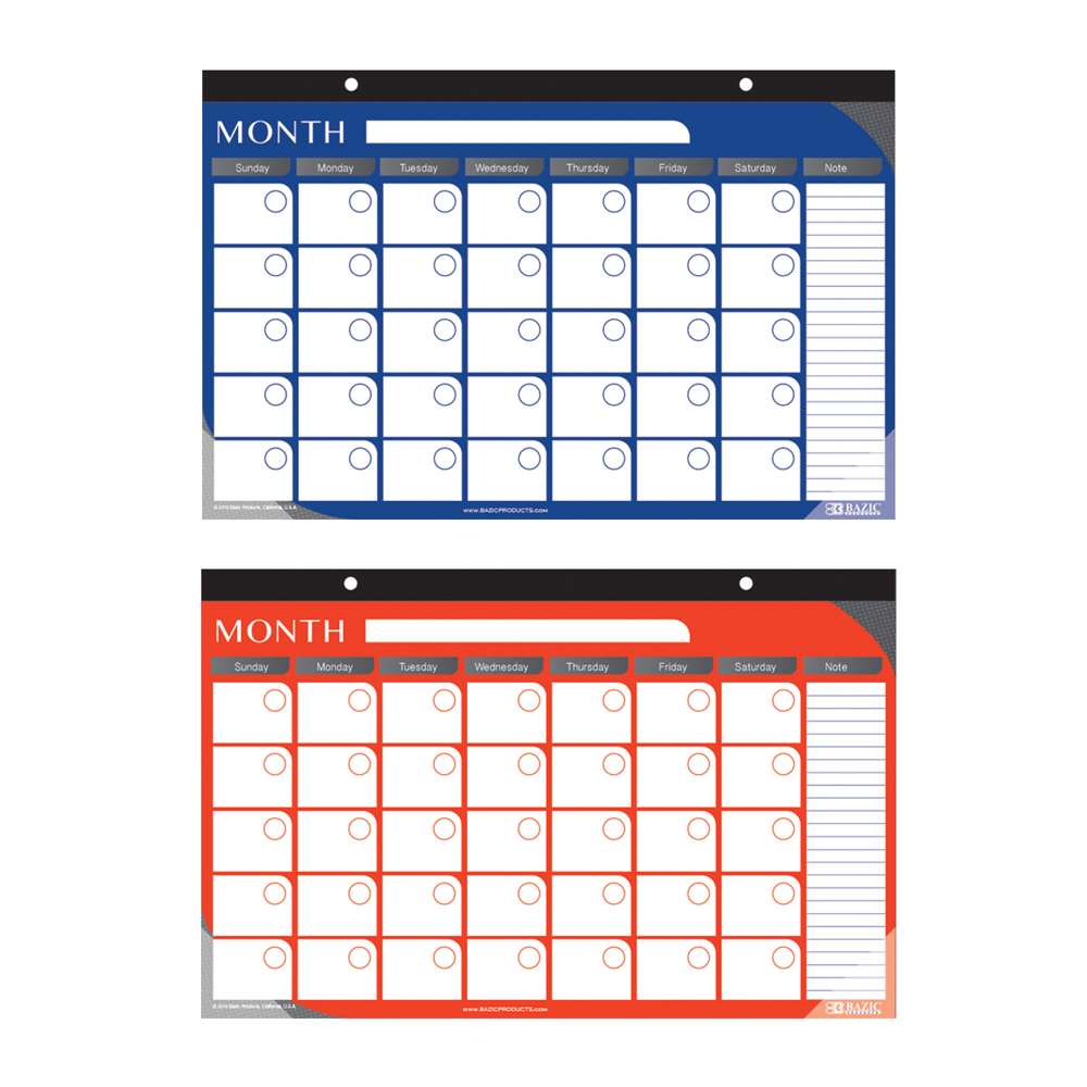 Bazic 11" x 17" Undated 12-Month Desk Pad Calendar