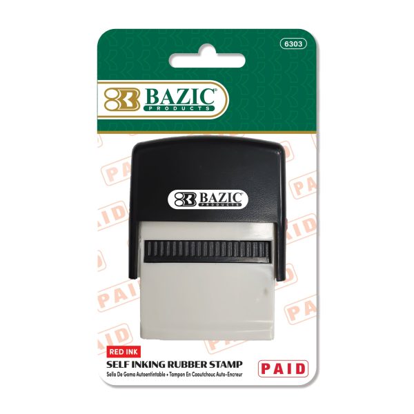 Bazic Paid Self-Inking Rubber Stamp (Red Ink)