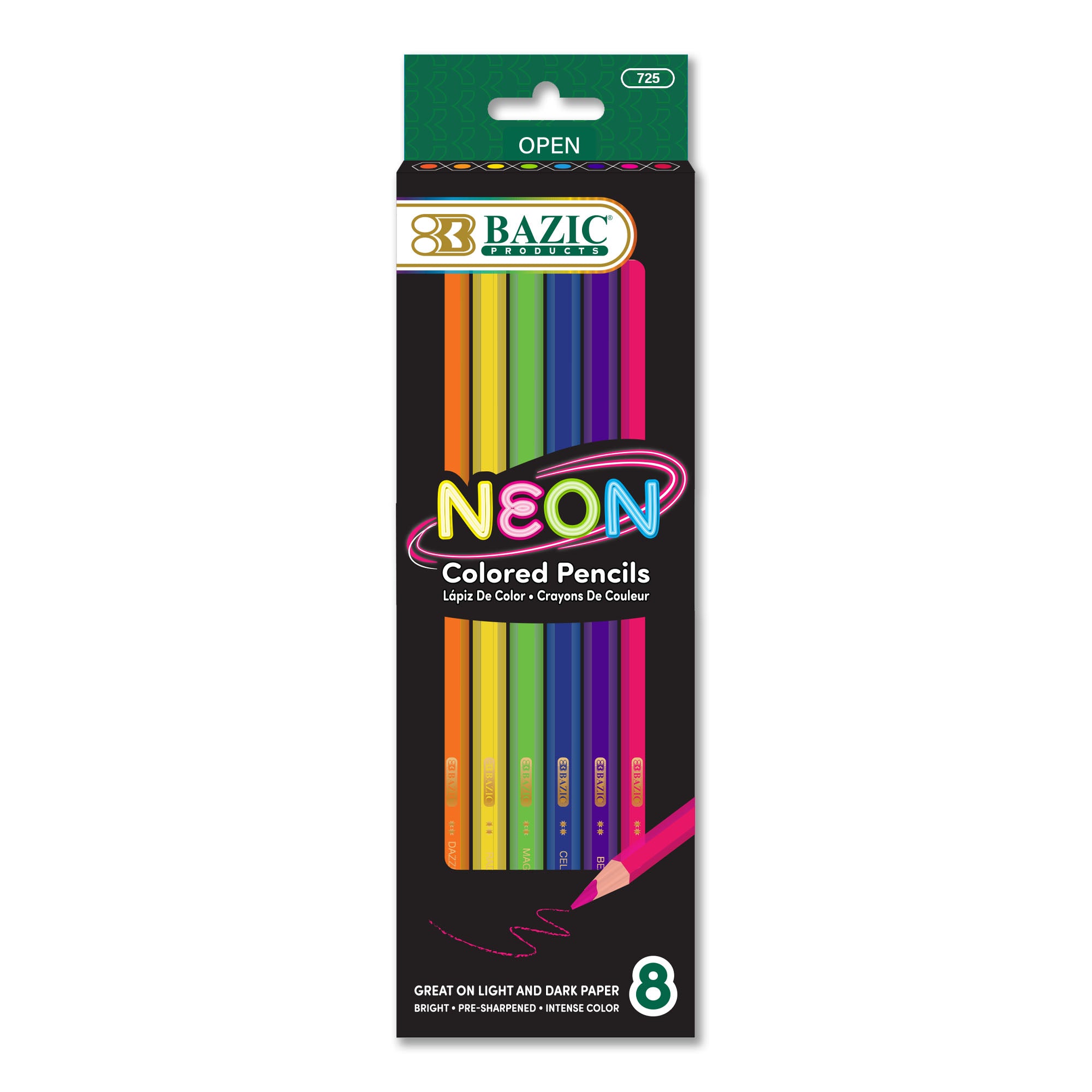 Bazic 8 Neon Colored Pencils