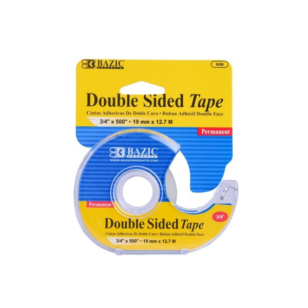 Bazic 3/4" x 500" Double Sided Permanent Tape with Dispenser
