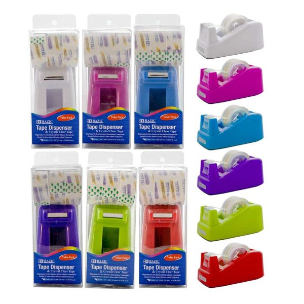 Bazic Mini 1 Core Desktop Tape Dispenser with (3) 3/4" x 600" Tape Refill