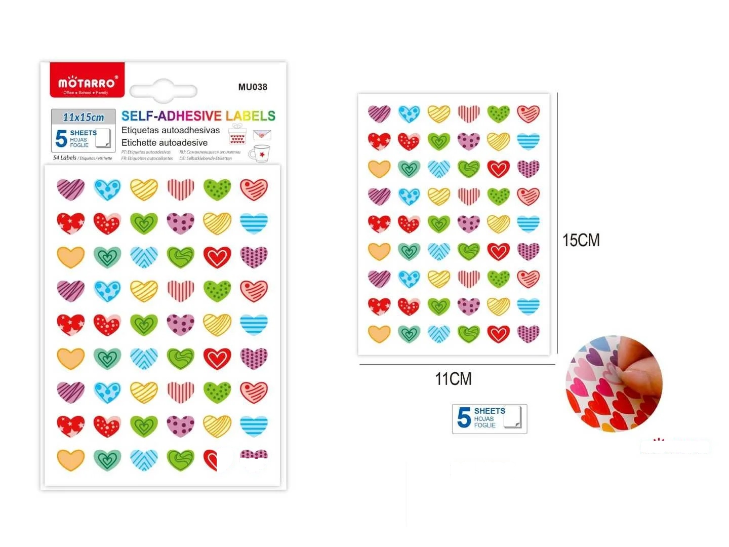 Motarro 5 Sheets Heart Stickers