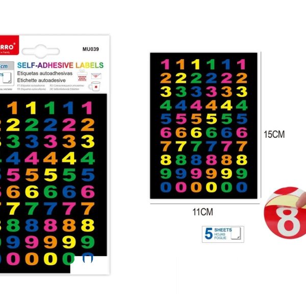 Motarro 5 Sheets Self-adhesive Label - Numbers