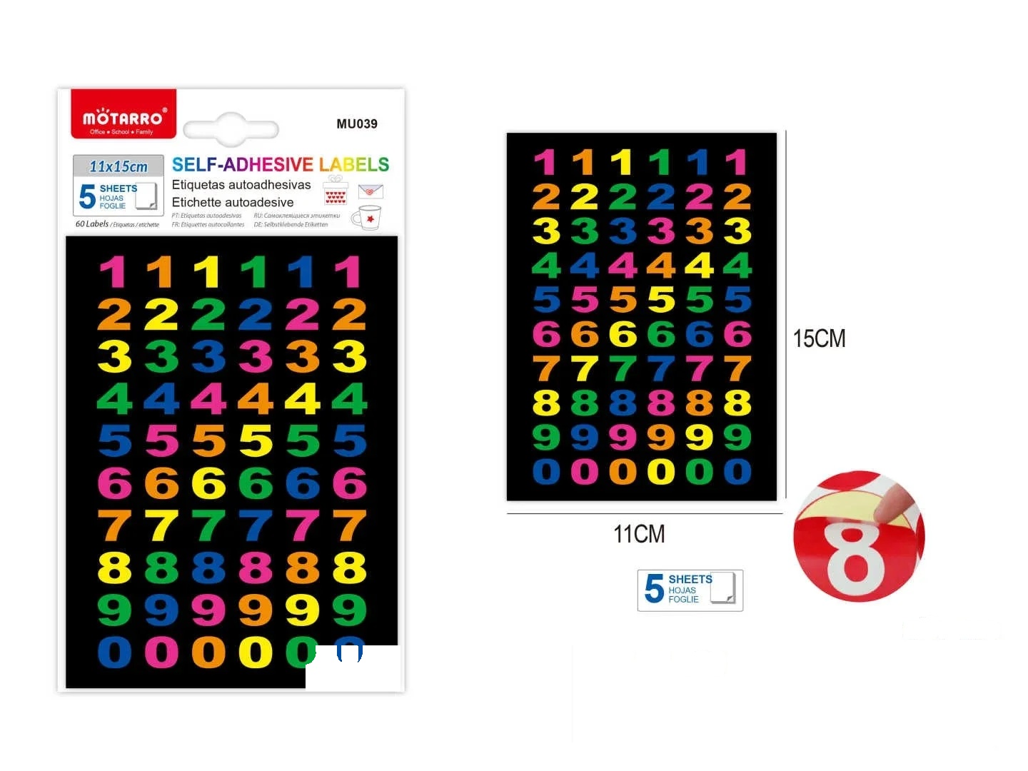 Motarro 5 Sheets Self-adhesive Label - Numbers